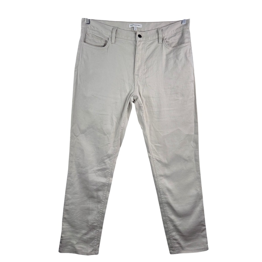 Banana Republic Slim Linen Traveler Pants Mens 36 Light tan minimalist
